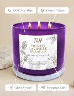 Lavender Vanilla Aromatherapy Candle | 3 Wick Soy Candle | Large 15.8 oz | Long-Lasting Relaxation Gift for Women - Image 5