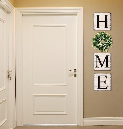 41GbiQdavBL._SL500_.jpg HRENCY Farmhouse Wall Decor: Rustic Wooden Sign with Artificial Eucalyptus for Cozy Home Accent. - Image 2