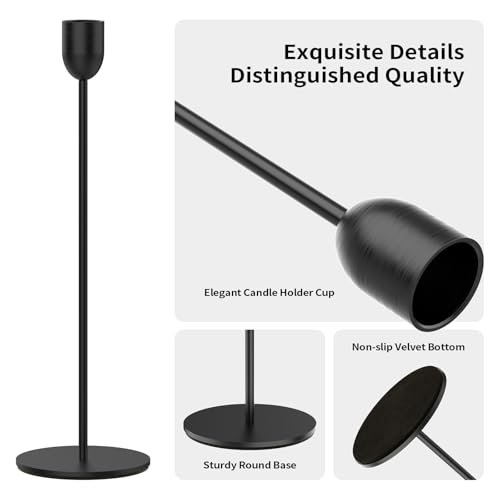 41Gotq3G8kL._SL500_.jpg ChefBee Black Tall Candle Holders, 3PCS Taper Stand for Weddings, Dining, Fireplaces & Vintage Decor - Image 3