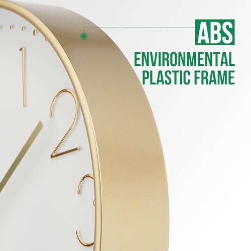 41GuGlr61VL._SL500_.jpg Bakbrand 12-Inch Silent Wall Clock - Modern Gold Quartz Clock for Home, Office, and School Decor - Image 4
