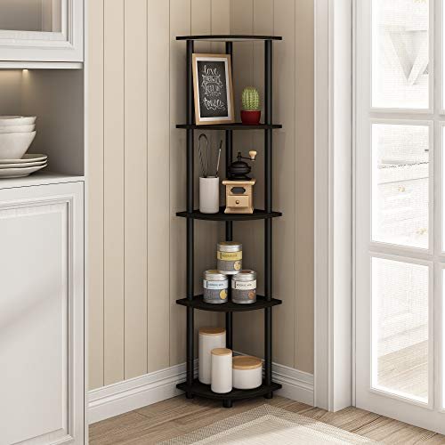 41H8ayJ4hEL._SL500_.jpg Furinno Turn-N-Tube 5-Tier Corner Display Rack - Versatile Espresso/Black Shelving Unit - Image 2