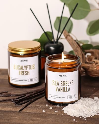41HLh1iWiPL._SL500_.jpg AOOVOO Scented Candle Set - 4PC, 36 oz Soy Candles in Lavender, Vanilla, Eucalyptus & Sage. Perfect for Home Fragrance! - Image 6