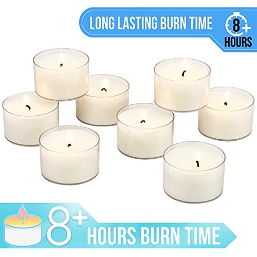 41I30x5V4TS._SL500_.jpg Stonebriar Bulk 96-Pack Unscented Smokeless Tea Light Candles, 8-Hour Burn Time, White - Image 4