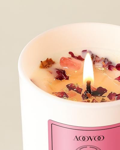 41IGaKlPVgL._SL500_.jpg AOOVOO Rose Scented Candles for Women - Aromatherapy Candles with Crystals, 10oz Soy Candle for Home & Perfect Gift for Moms. - Image 3