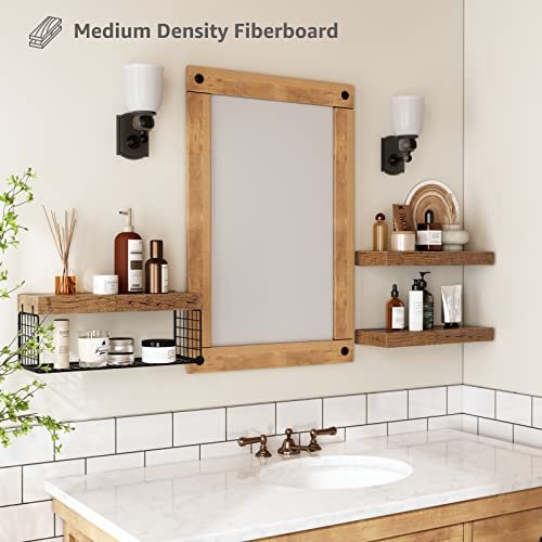 41IKnFIVDcL._SL500_.jpg QEEIG Wall-Mounted Bathroom Shelves Over Toilet - Rustic Brown Floating Shelf Set of 3, 16" for Toilet Paper Storage and Farmhouse Decor. - Image 5