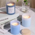 REISEN 12-Pack Assorted Blue Candle Jars - 10oz Frosted Glass Containers with Bamboo Lids for DIY Gifts and Storage. - Image 5