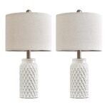USumkky 20.5" White Modern Ceramic Bedside Lamps - Set of 2 for Bedroom, Living Room, or Office Decor - Image 9