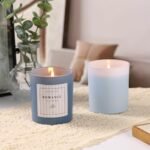 REISEN 12-Pack Assorted Blue Candle Jars - 10oz Frosted Glass Containers with Bamboo Lids for DIY Gifts and Storage. - Image 6