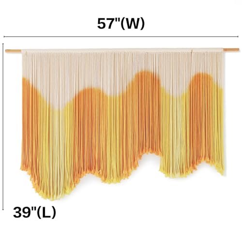 41M95ylYaVL._SL500_.jpg IOWER Large Yellow Dip-Dyed Macrame Wall Hanging for Boho Living Room Decor - 59" W x 37" L - Image 5