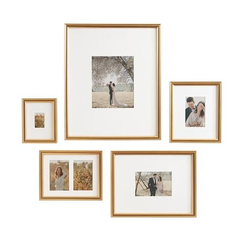 41MyxC3777L._SL500_.jpg Kate and Laurel Adlynn Vintage Gold Picture Frame Set of 5 with Hanging Template for Gallery Walls - Image 9