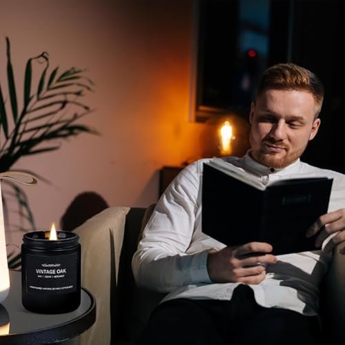 41O6UbbO5L._SL500_.jpg Men's Scented Candle Set - 4 Pack of Smoke, Vanilla, Leather, and Oak Candles for Home Gifts - Image 2