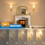 NIORSUN Set of 2 Gold Battery-Powered Wall Sconces with Remote, 10 Color Dimmable Lights for Home Decor - Image 5