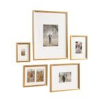 Kate and Laurel Adlynn Traditional Picture Frame Set, Set of 5, Varying Sizes, Gold, Vintage Wall Frame Set Collection with Hanging Template for Gallery Wall Picture Frame Display
