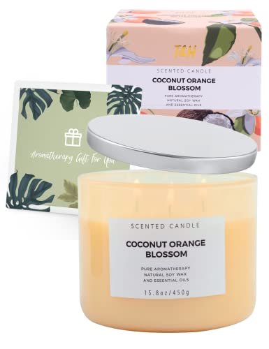 41PGTl-AXnL._SL500_.jpg Coconut Orange Blossom 3-Wick Candle | 15.8 oz Soy Aroma for Stress Relief & Relaxation - Image 6