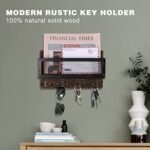 ADIIL Wooden Wall Mount Key Holder & Mail Organizer with 4 Double Hooks - Rustic Decor for Entryway - Image 3