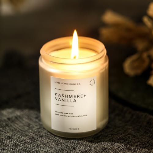 41PpcEjvvXL._SL500_.jpg SENSE ISLAND Cashmere Vanilla Candle: 50+ Hours of Rich, Natural Vanilla Scent | Ideal Gift for Women & Housewarmings - Image 5