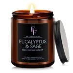 Eucalyptus & Sage Scented Candles,Candles for Home Scented Aromatherapy Candles,Soy Wax Candle Gift for Women Men Amber Jar Candle, 7oz