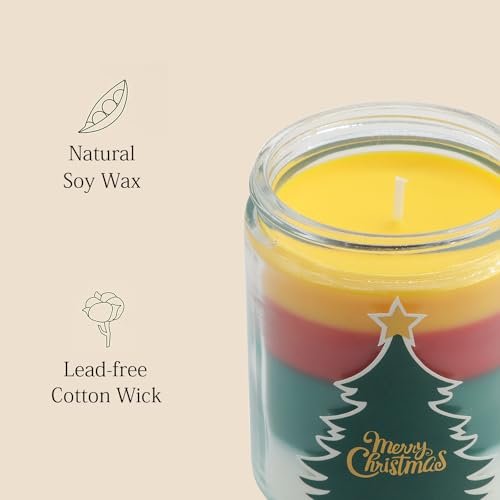 41R8M7ev10L._SL500_.jpg Aromatherapy Christmas Candles - Perfect Holiday Gifts for Women, Natural Soy Wax Pine Scented. - Image 3