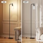 Ziisee Industrial Floor Lamp with Black Glass Shade, LED Bulbs, Foot Pedal Switch, Easy to Assemble - Image 4
