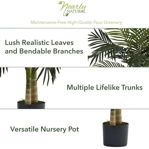 41Ro-8EQbTL._SL500_.jpg Nearly Natural 4ft Golden Cane Palm Artificial Tree - Perfect Indoor Greenery Decor! - Image 3