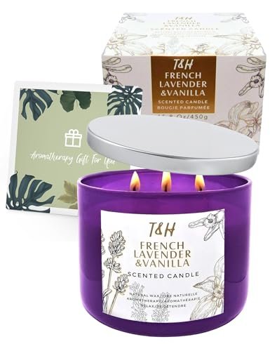 41SrXCd64L._SL500_.jpg Lavender Vanilla Aromatherapy Candle | 3 Wick Soy Candle | Large 15.8 oz | Long-Lasting Relaxation Gift for Women - Image 6