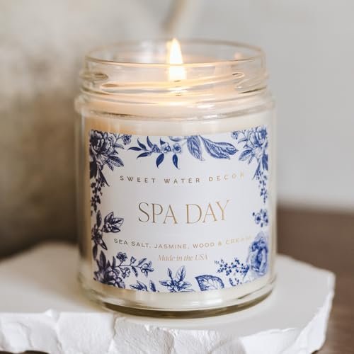 41S6RisK0-L._SL500_.jpg Sweet Water Decor Spa Day Candle – 9oz Soy Candle with Sea Salt, Jasmine & Wood Scents – 40-hour Burn – Perfect for Valentine's Day Gifts! - Image 3