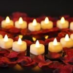 Homemory Rose Petals and Candles Set for Romantic Decorations Special Night, 2000 Pcs Red Rose Petals with 24 Pcs LED Heart Candles Lights for Proposal, Anniversary, Birthday, Wedding Decor