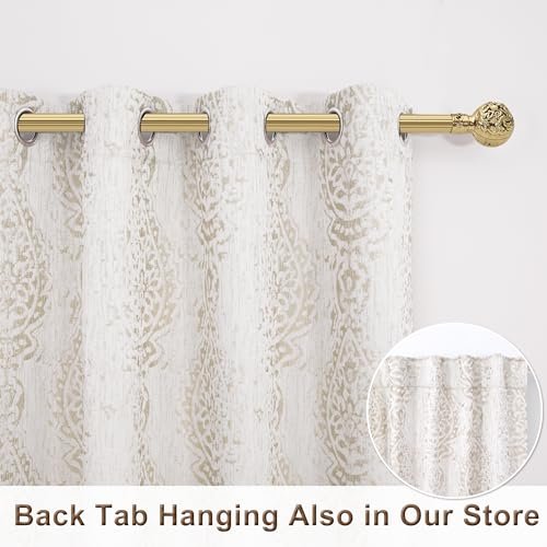 41SfyfAKAOL._SL500_.jpg Taupe Geometric Curtains 84" Long – 2-Piece Set, 50% Blackout, Moroccan Damask Design for Living Room, Dining Room, and Bedroom. - Image 3