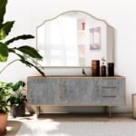 Besdomus Gold Scalloped Arched Mirror: 36"x26" Modern Dresser Wall Mirror for Home Decor - Image 8