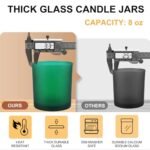 8 Oz Thick Candle Jars - 15 Pack with Wooden Lids, Frosted Green Empty Containers for Candle Making - Image 2