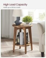 VASAGLE Small Round Side Table with Shelf - Perfect Nightstand for Living Room or Bedroom, Rustic Walnut ULET283T41 - Image 6