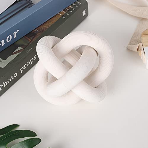 41Uf2aP5zzL._SL500_.jpg Boho Wood Knot Chain Link Decor - 3 Hand-Carved Wooden Links for Modern Farmhouse Style - Image 5