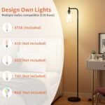 Ziisee Industrial Floor Lamp with Black Glass Shade, LED Bulbs, Foot Pedal Switch, Easy to Assemble - Image 3