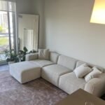 Acanva Luxury L-Shape Modular Sectional Sofa Set with Ottoman & Chaise, Cream Linen-Like Finish. - Image 9