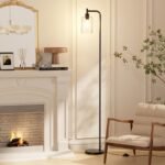Ziisee Industrial Floor Lamp with Black Glass Shade, LED Bulbs, Foot Pedal Switch, Easy to Assemble - Image 2
