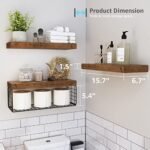 QEEIG Wall-Mounted Bathroom Shelves Over Toilet - Rustic Brown Floating Shelf Set of 3, 16" for Toilet Paper Storage and Farmhouse Decor. - Image 3