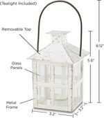 Kate Aspen White Rustic Candle Holder Lantern (6") | Vintage Wedding Centerpiece & Farmhouse Decor - Image 6