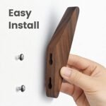 COCOYA 2-Pack Wall-Mounted Wood Hooks: Minimalist Walnut Design for Entryway, Perfect for Hats, Bags, Coats, and Towels. - Image 3