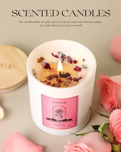 41XMyYVMSXL._SL500_.jpg AOOVOO Rose Scented Candles for Women - Aromatherapy Candles with Crystals, 10oz Soy Candle for Home & Perfect Gift for Moms. - Image 6