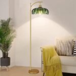 ILLMTW Gold Floor Lamp: Mid Century Modern Dimmable Standing Lamp with Remote, Vintage Green Glass Arc Light for Living Room and Bedroom. - Image 8