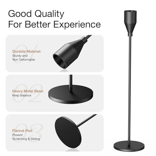41Xq2XUcDmL._SL500_.jpg MUZISST Matte Black Candle Holders Set of 6 - Stylish Taper Candlestick Holders for Home Decor - Image 3