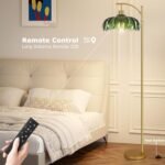 ILLMTW Gold Floor Lamp: Mid Century Modern Dimmable Standing Lamp with Remote, Vintage Green Glass Arc Light for Living Room and Bedroom. - Image 3