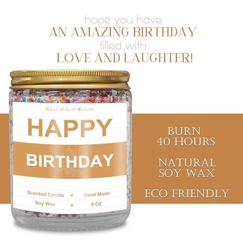 41YamMErN7L._SL500_.jpg Comluge Handmade 9oz Lavender-Scented Birthday Candle Gift for Him, Her, Parents & Friends - Image 3