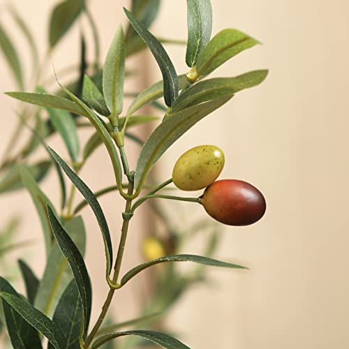 41Z5TNYV9LL._SL500_.jpg Kazeila 6FT Artificial Olive Tree: Faux Silk Indoor Plant for Home or Office Decor with Wood Branches and Fruits. - Image 5