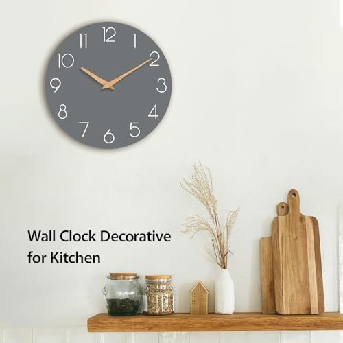 41ZAt4aG4IL._SL500_.jpg Cicininc Gray Silent Non-Ticking Wall Clock (8 Inch) - Ideal for Home, Office, School, Kitchen, and Hotel Décor. - Image 4