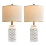 USumkky 20.5" White Modern Ceramic Bedside Lamps - Set of 2 for Bedroom, Living Room, or Office Decor - Image 8