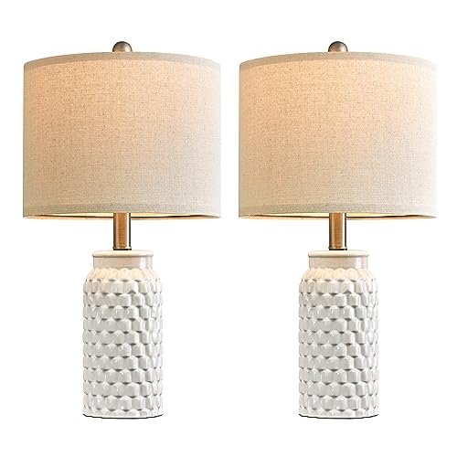 41aXM82yynL._SL500_.jpg USumkky 20.5" White Modern Ceramic Bedside Lamps - Set of 2 for Bedroom, Living Room, or Office Decor - Image 8