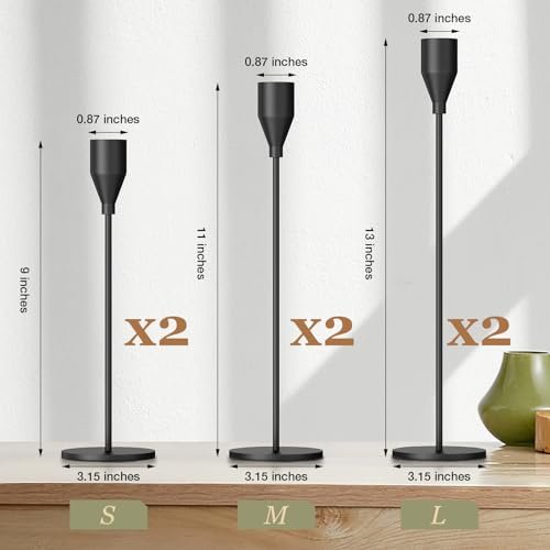 41aXX5-4xPL._SL500_.jpg MUZISST Matte Black Candle Holders Set of 6 - Stylish Taper Candlestick Holders for Home Decor - Image 2