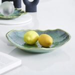 VOMANA 12'' Green Ceramic Decorative Bowl - Versatile Centerpiece for Living Room, Entryway, or Dining. - Image 8