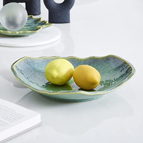 41aZ3J0NhwL._SL500_.jpg VOMANA 12'' Green Ceramic Decorative Bowl - Versatile Centerpiece for Living Room, Entryway, or Dining. - Image 8